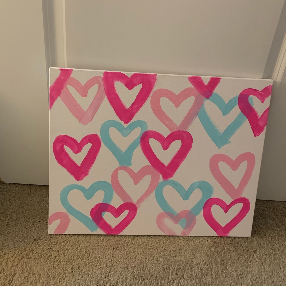 Multi hearts canvas painting
